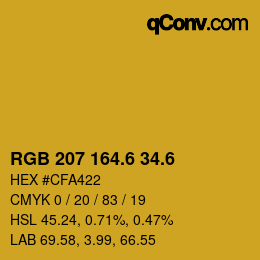 カラーコード: RGB 207 164.6 34.6 | qconv.com