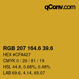 カラーコード: RGB 207 164.6 39.6 | qconv.com