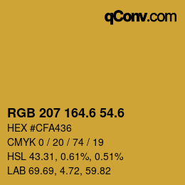 カラーコード: RGB 207 164.6 54.6 | qconv.com