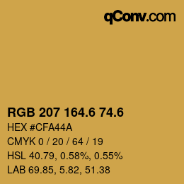 カラーコード: RGB 207 164.6 74.6 | qconv.com