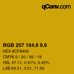 カラーコード: RGB 207 164.6 9.6 | qconv.com