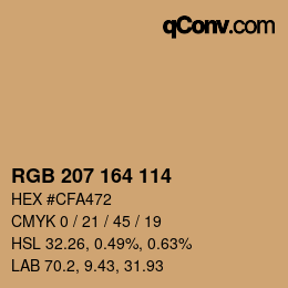 颜色代码: RGB 207 164 114 | qconv.com
