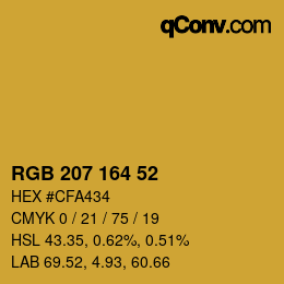 Color code: RGB 207 164 52 | qconv.com
