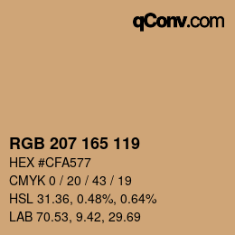 颜色代码: RGB 207 165 119 | qconv.com