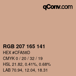 颜色代码: RGB 207 165 141 | qconv.com