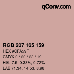 カラーコード: RGB 207 165 159 | qconv.com