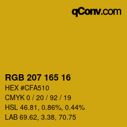 カラーコード: RGB 207 165 16 | qconv.com