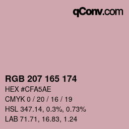 颜色代码: RGB 207 165 174 | qconv.com
