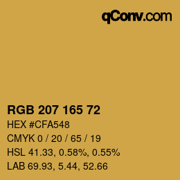 Color code: RGB 207 165 72 | qconv.com