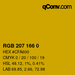 カラーコード: RGB 207 166 0 | qconv.com