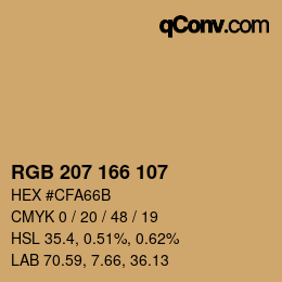 Color code: RGB 207 166 107 | qconv.com