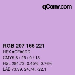 Código de color: RGB 207 166 221 | qconv.com