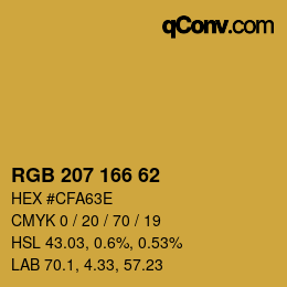 Color code: RGB 207 166 62 | qconv.com