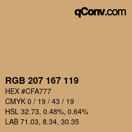 カラーコード: RGB 207 167 119 | qconv.com