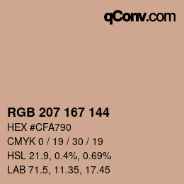 カラーコード: RGB 207 167 144 | qconv.com