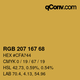 Color code: RGB 207 167 68 | qconv.com