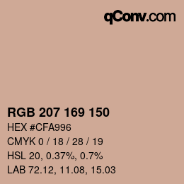カラーコード: RGB 207 169 150 | qconv.com