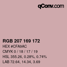 Color code: RGB 207 169 172 | qconv.com
