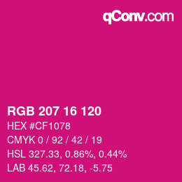 カラーコード: RGB 207 16 120 | qconv.com