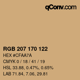 Color code: RGB 207 170 122 | qconv.com