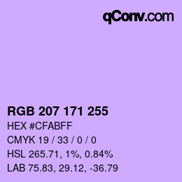 Color code: RGB 207 171 255 | qconv.com