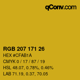 Color code: RGB 207 171 26 | qconv.com