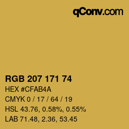 颜色代码: RGB 207 171 74 | qconv.com