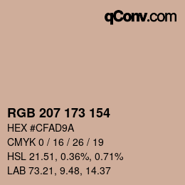カラーコード: RGB 207 173 154 | qconv.com