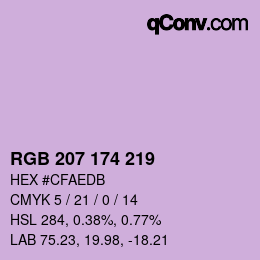 Color code: RGB 207 174 219 | qconv.com