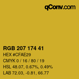 Color code: RGB 207 174 41 | qconv.com
