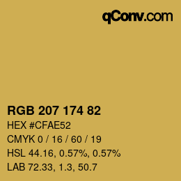 Color code: RGB 207 174 82 | qconv.com
