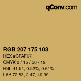 Color code: RGB 207 175 103 | qconv.com