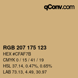 Color code: RGB 207 175 123 | qconv.com
