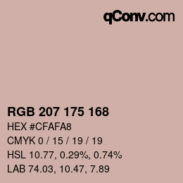 Color code: RGB 207 175 168 | qconv.com