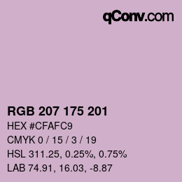 Color code: RGB 207 175 201 | qconv.com