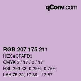カラーコード: RGB 207 175 211 | qconv.com