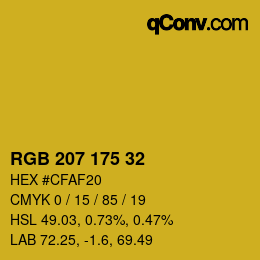 カラーコード: RGB 207 175 32 | qconv.com