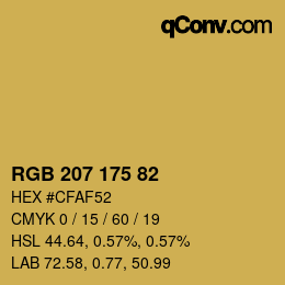 Color code: RGB 207 175 82 | qconv.com