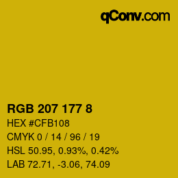 颜色代码: RGB 207 177 8 | qconv.com