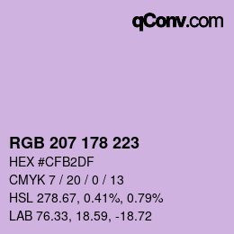 Color code: RGB 207 178 223 | qconv.com