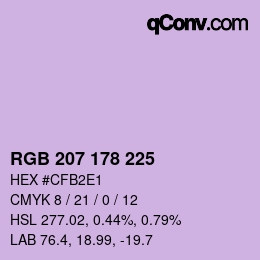 カラーコード: RGB 207 178 225 | qconv.com