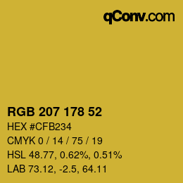 Color code: RGB 207 178 52 | qconv.com