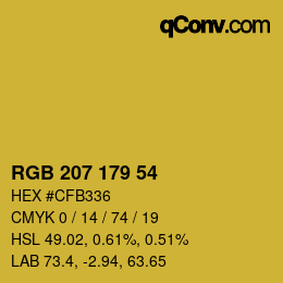 Code couleur: RGB 207 179 54 | qconv.com