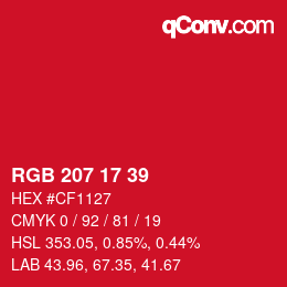 Código de color: RGB 207 17 39 | qconv.com