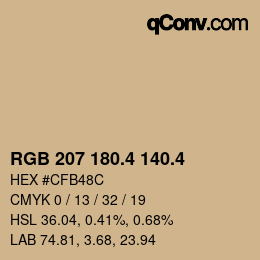 カラーコード: RGB 207 180.4 140.4 | qconv.com
