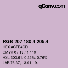 カラーコード: RGB 207 180.4 205.4 | qconv.com