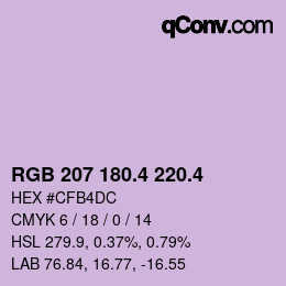 カラーコード: RGB 207 180.4 220.4 | qconv.com