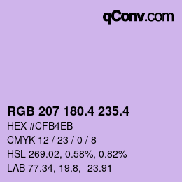カラーコード: RGB 207 180.4 235.4 | qconv.com