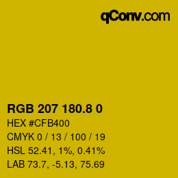 カラーコード: RGB 207 180.8 0 | qconv.com