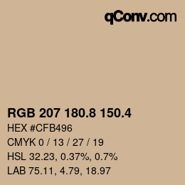 カラーコード: RGB 207 180.8 150.4 | qconv.com